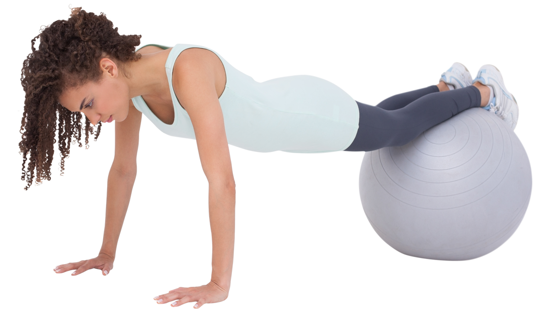 Fit Biracial Woman Exercising with Ball on Transparent Background - Download Free Stock Images Pikwizard.com