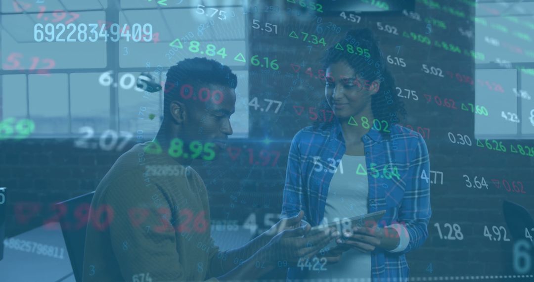 Digital Financial Data Overlay with Diverse Business Professionals