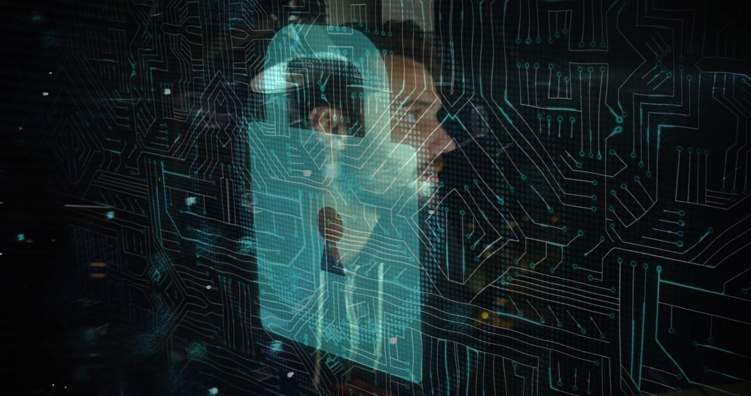 Man Exploring Futuristic Digital Interface Technology