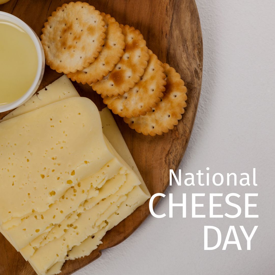 National Cheese Day Celebration with Cheese and Crackers, Copy Space - Download Free Stock Templates Pikwizard.com