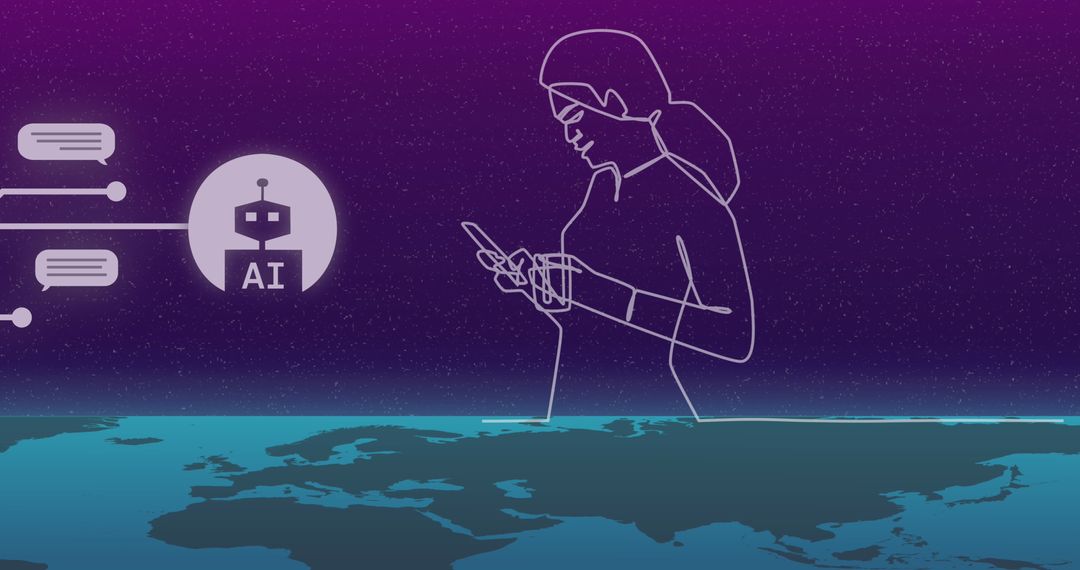 AI Interaction with Global Communication Concept Illustration