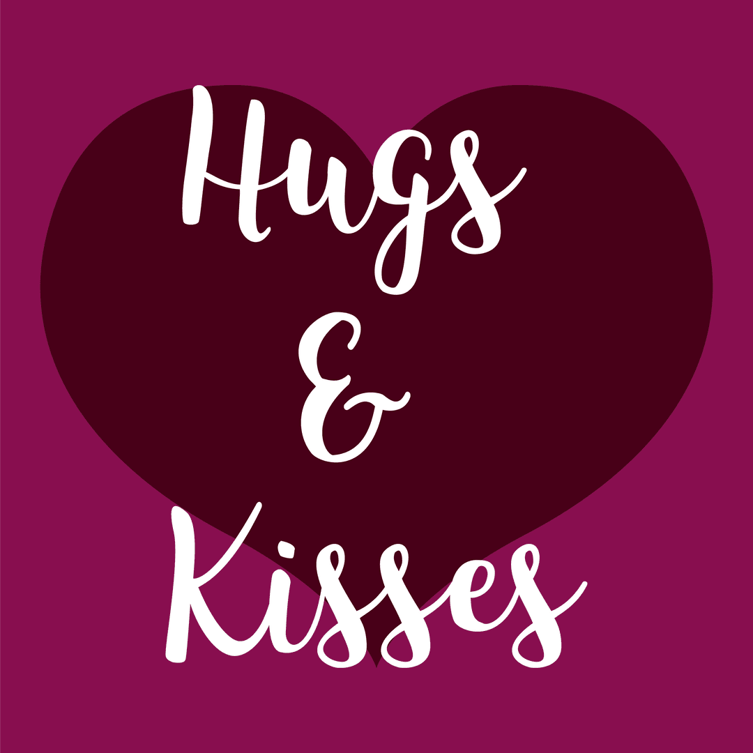 Heart with Hugs and Kisses on Transparent Background