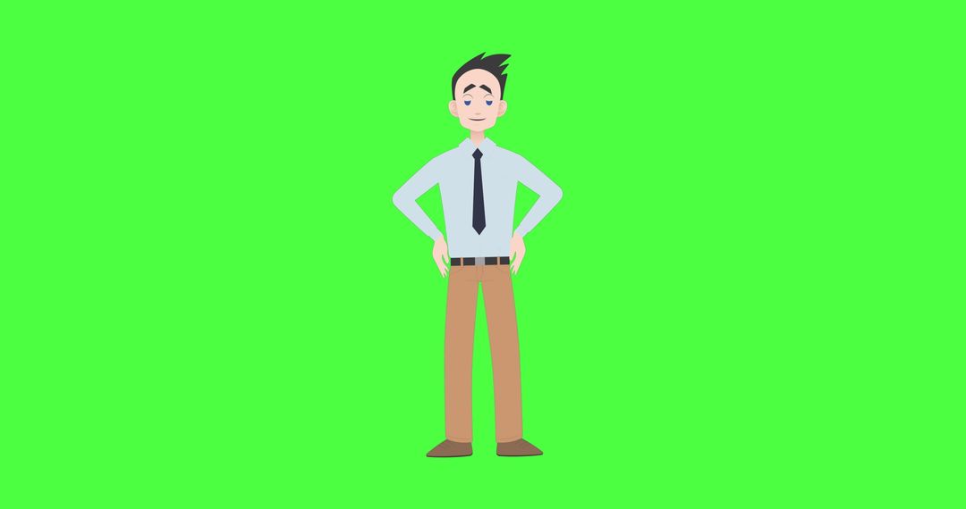 Animated Caucasian Man Gesturing on Green Screen