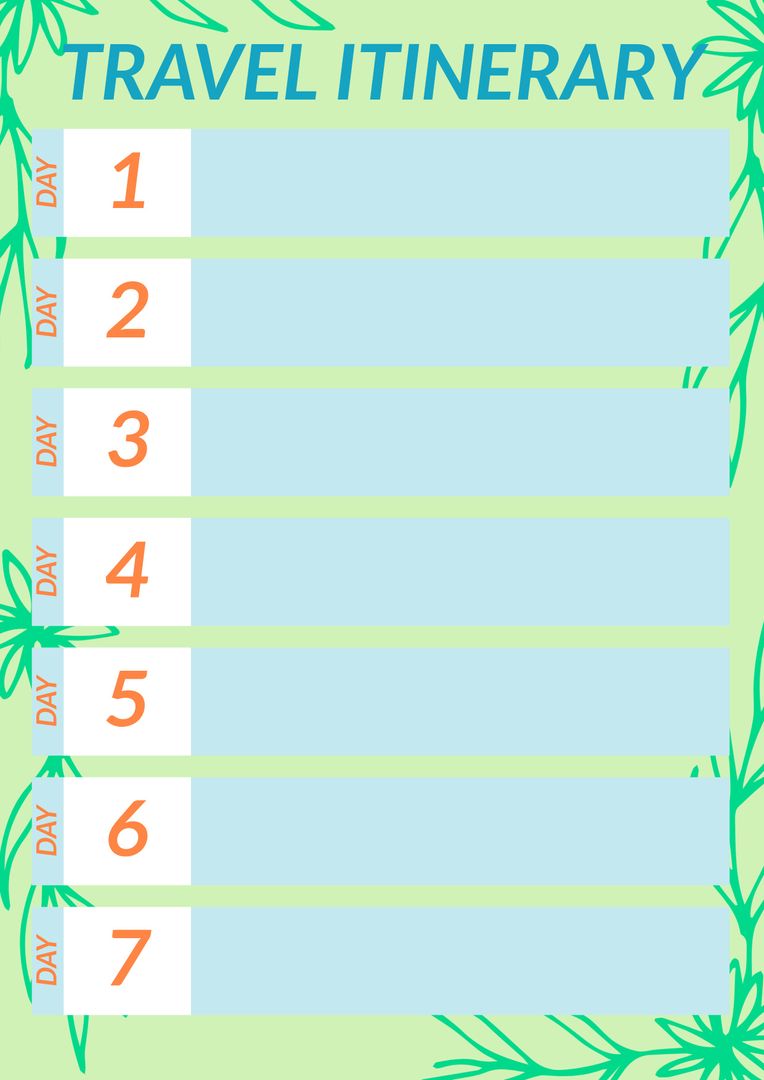 Tropical Themed Travel Itinerary Template