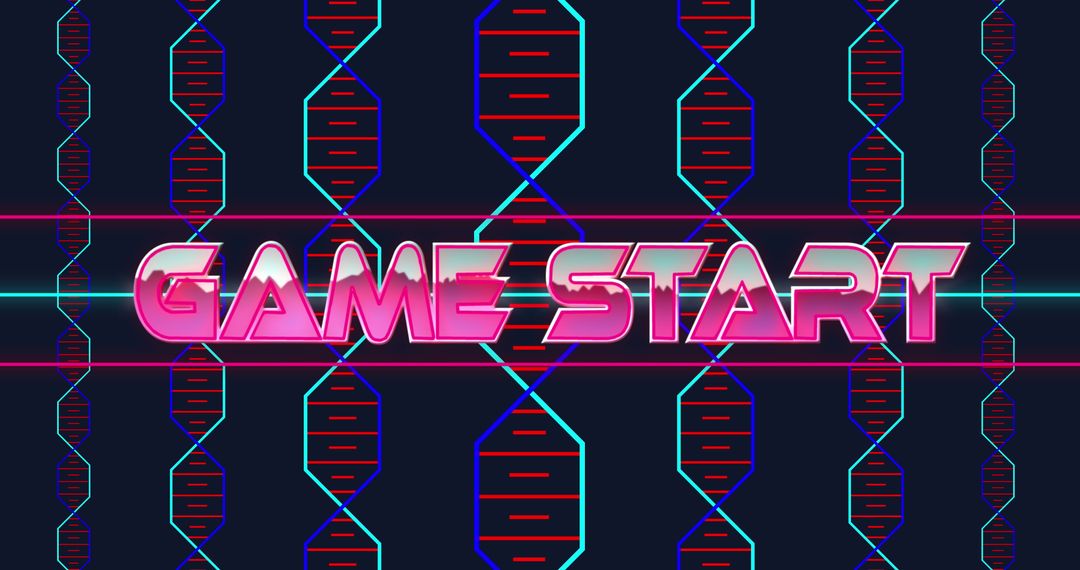 Retro Neon Game Start Design with Futuristic Elements