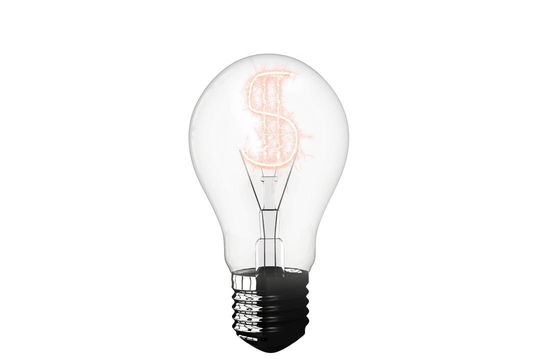 Transparent Light Bulb Illuminating Dollar Sign Symbol