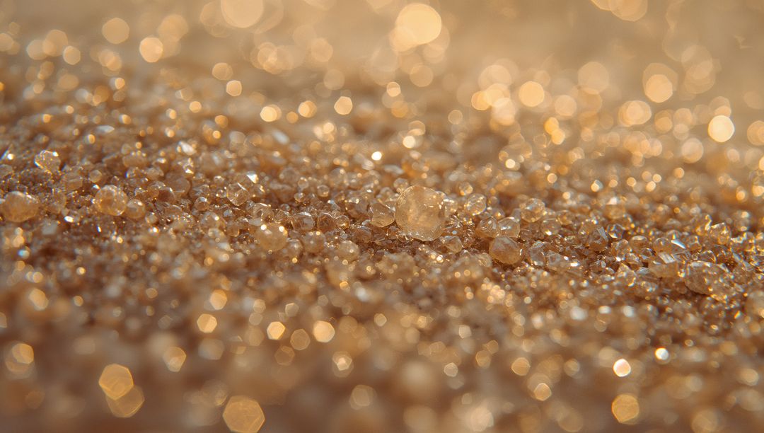 Glittering Morning Dew on Granular Soil Macro