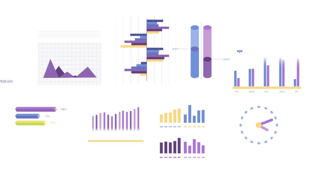 Colorful Data Analytics and Statistics Conceptual Graphics