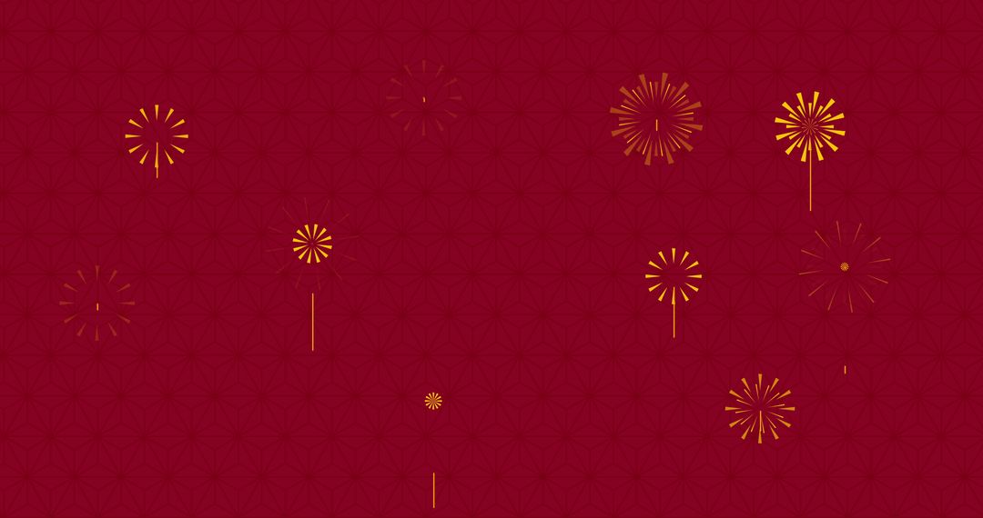 Festive Gold Fireworks on Red Background for Chinese New Year Celebration