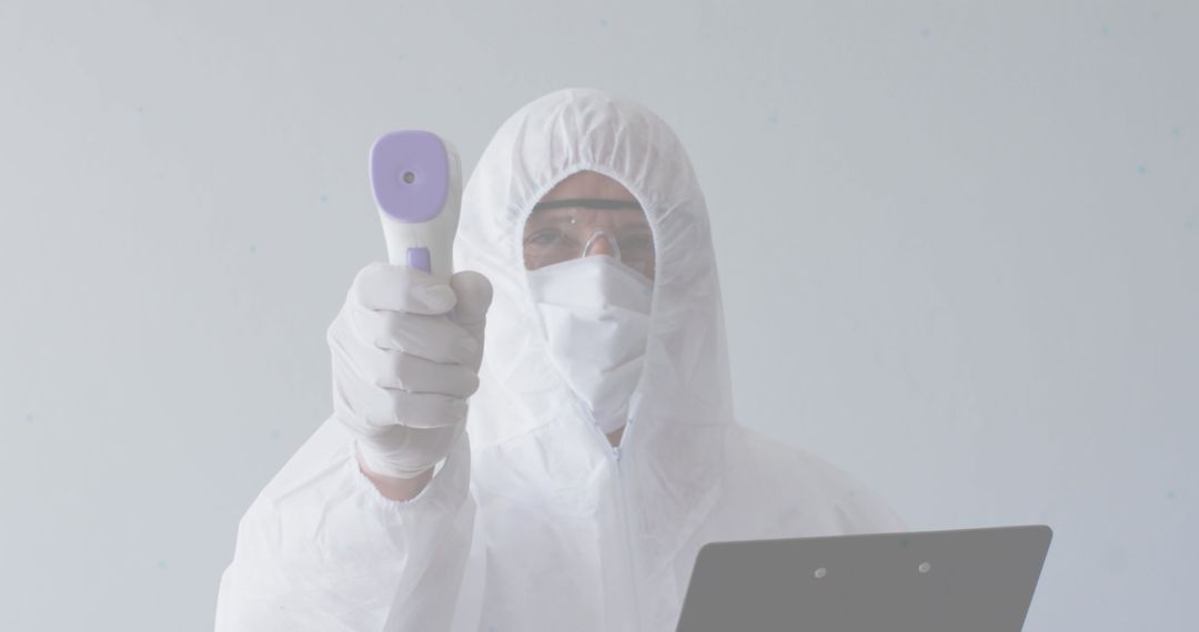 Medical Professional Conducting Temperature Check During Pandemic