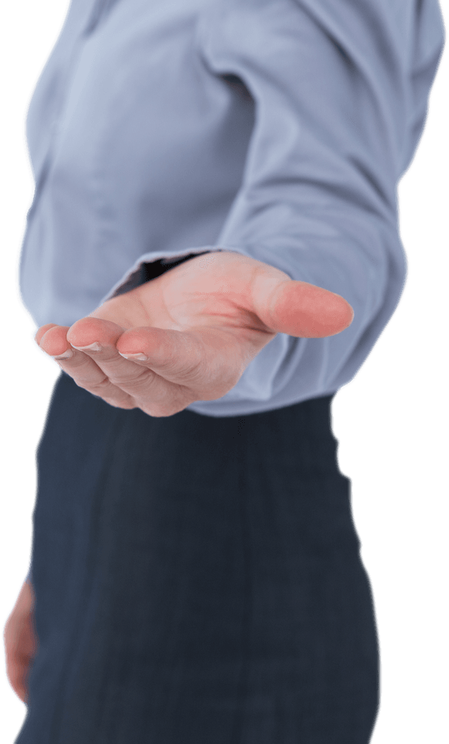Transparent Hand Gesture by Businesswoman for Presenting Offers