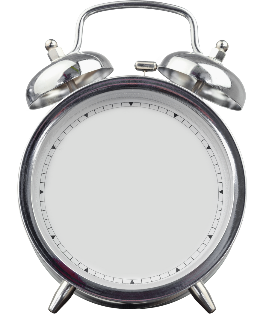 Silver Alarm Clock without Numbers and Hands on Transparent Background - Download Free Stock Images Pikwizard.com