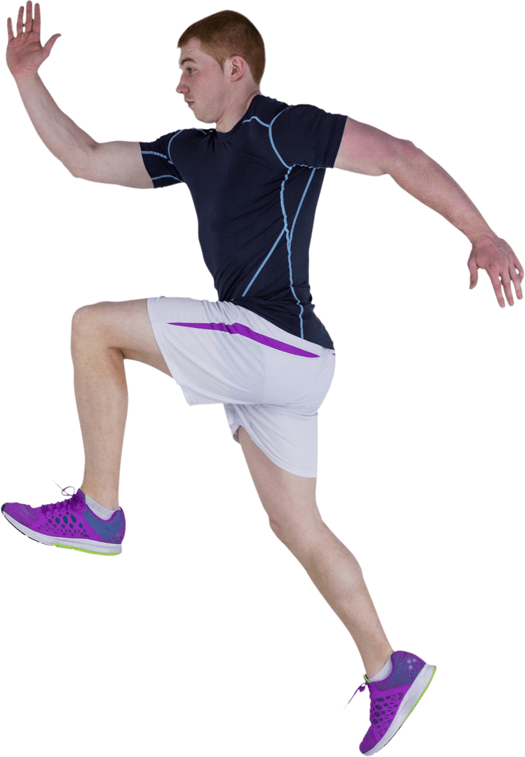 Energetic Rugby Player in Dynamic Running Transparent Background