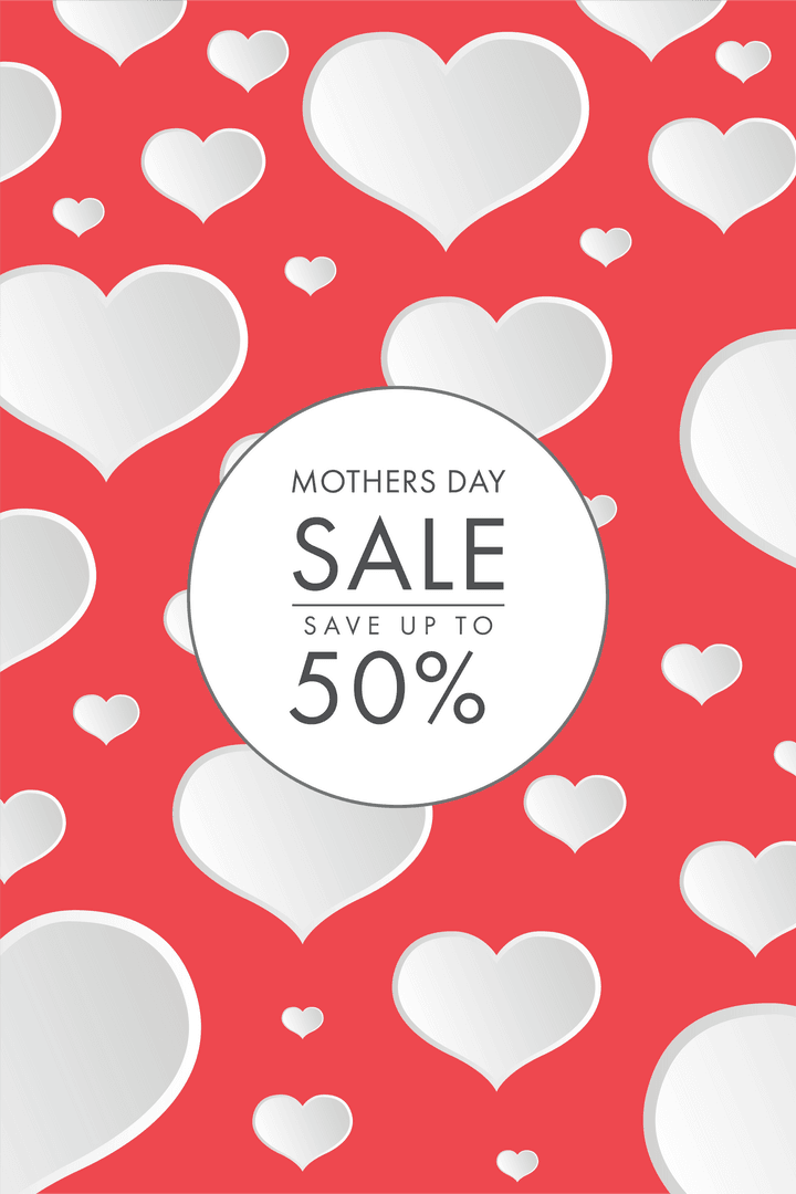 Mothers Day Sale Banner with Transparent Heart Pattern