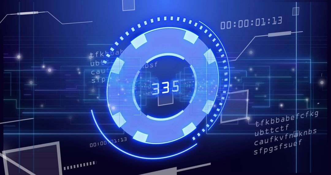 Futuristic Digital Data Interface with HUD in Blue Tones