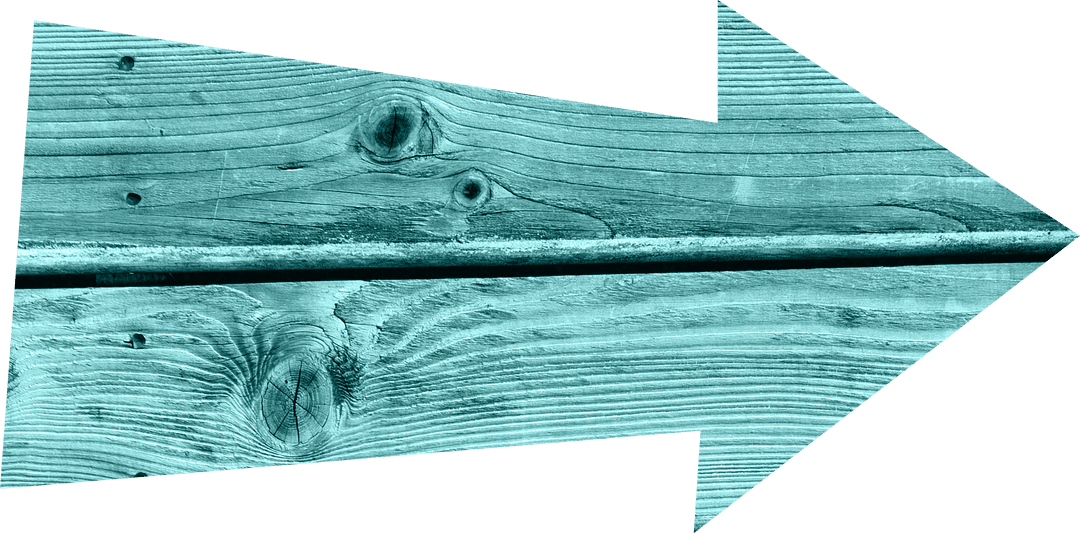 Blue Wooden Arrow Illustration on Transparent Background for Directional Graphics