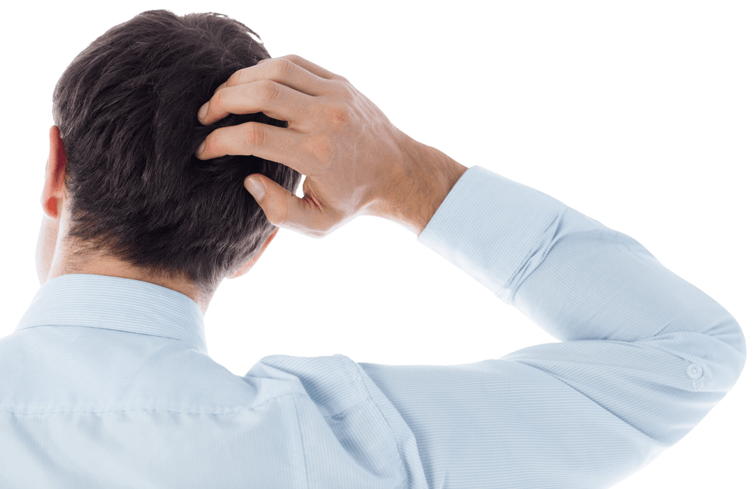 Transparent Image of Businessman Scratching Head in Thought