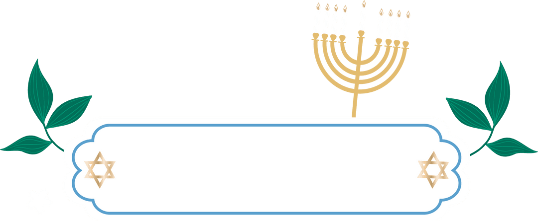 Elegant Hanukkah Decorative Label with Menorah on Transparent Background