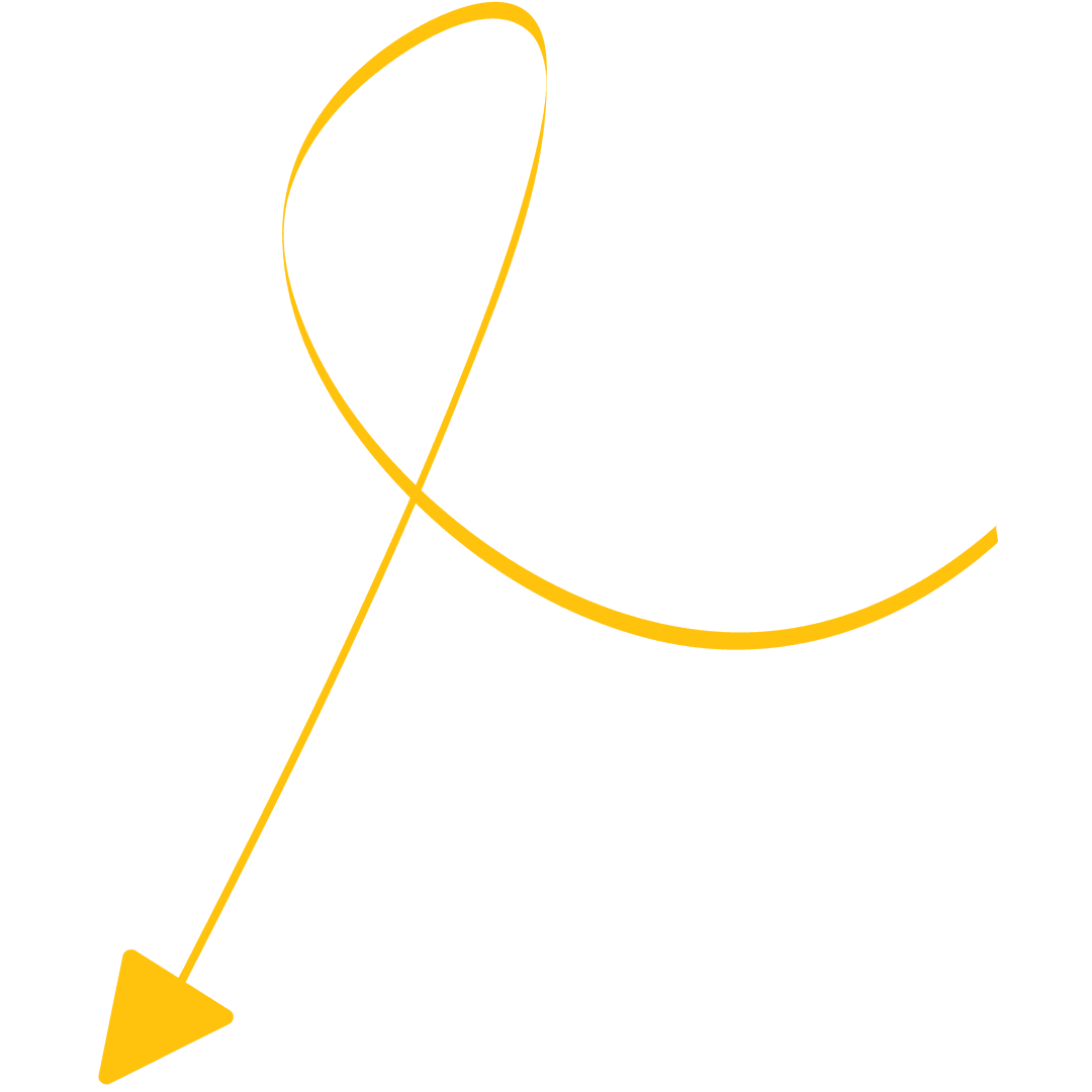 Curved Yellow Arrow on Transparent Background for Directions and Growth