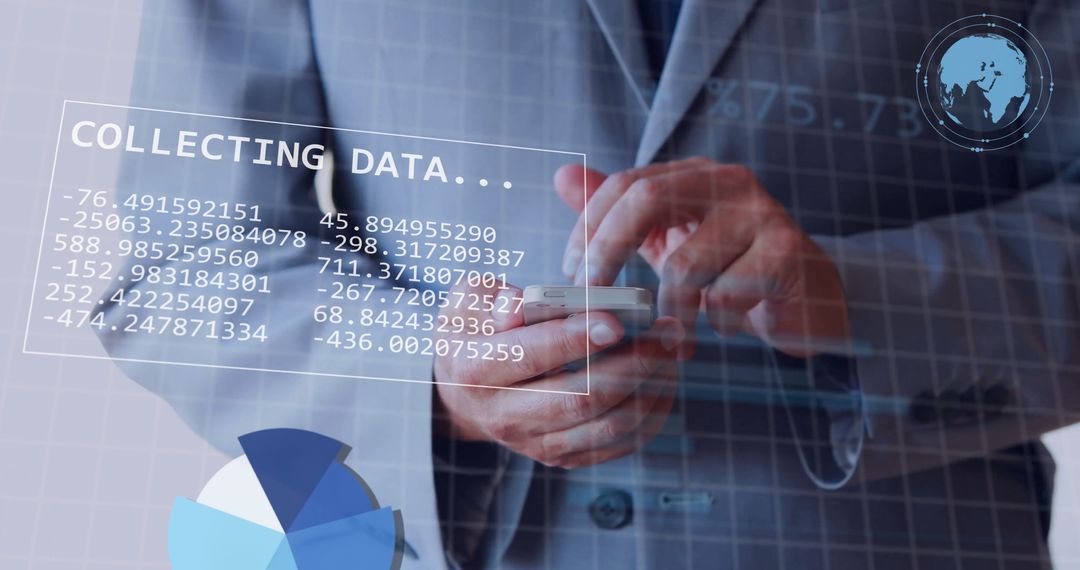 Businessman Analyzing Financial Data with Smartphone Interface