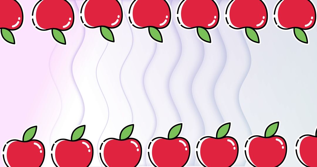 Red Apples on Wavy Pastel Background Design