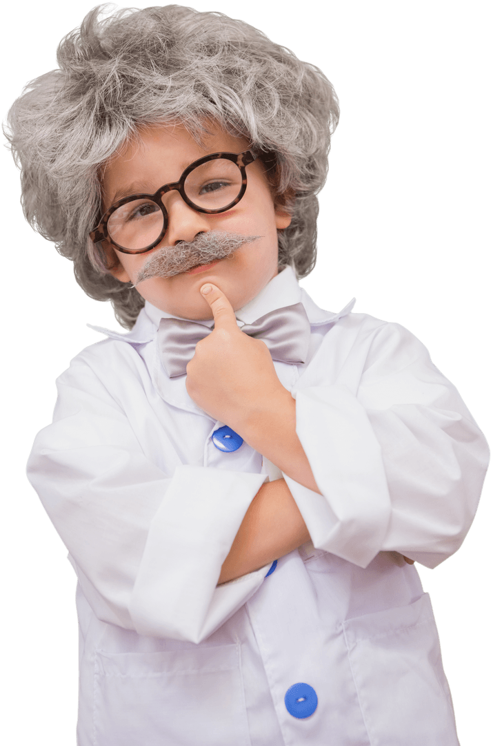 Caucasian Boy Dressed as Scientist in Transparent Background