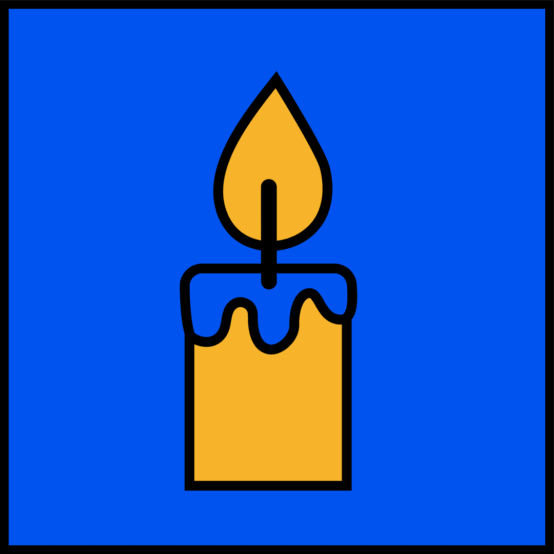 Stylized Burning Candle Icon with Dripping Wax Detail Transparent