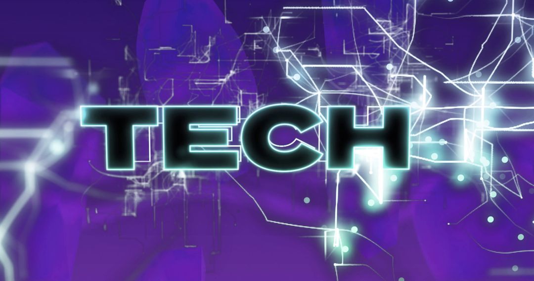 Glowing Neon TECH with Digital Network and Circuit Lines