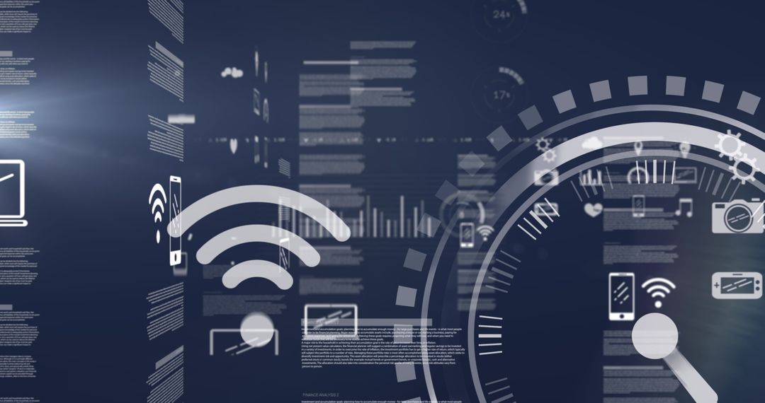 Digital Data Processing with Futuristic Interface and Icons