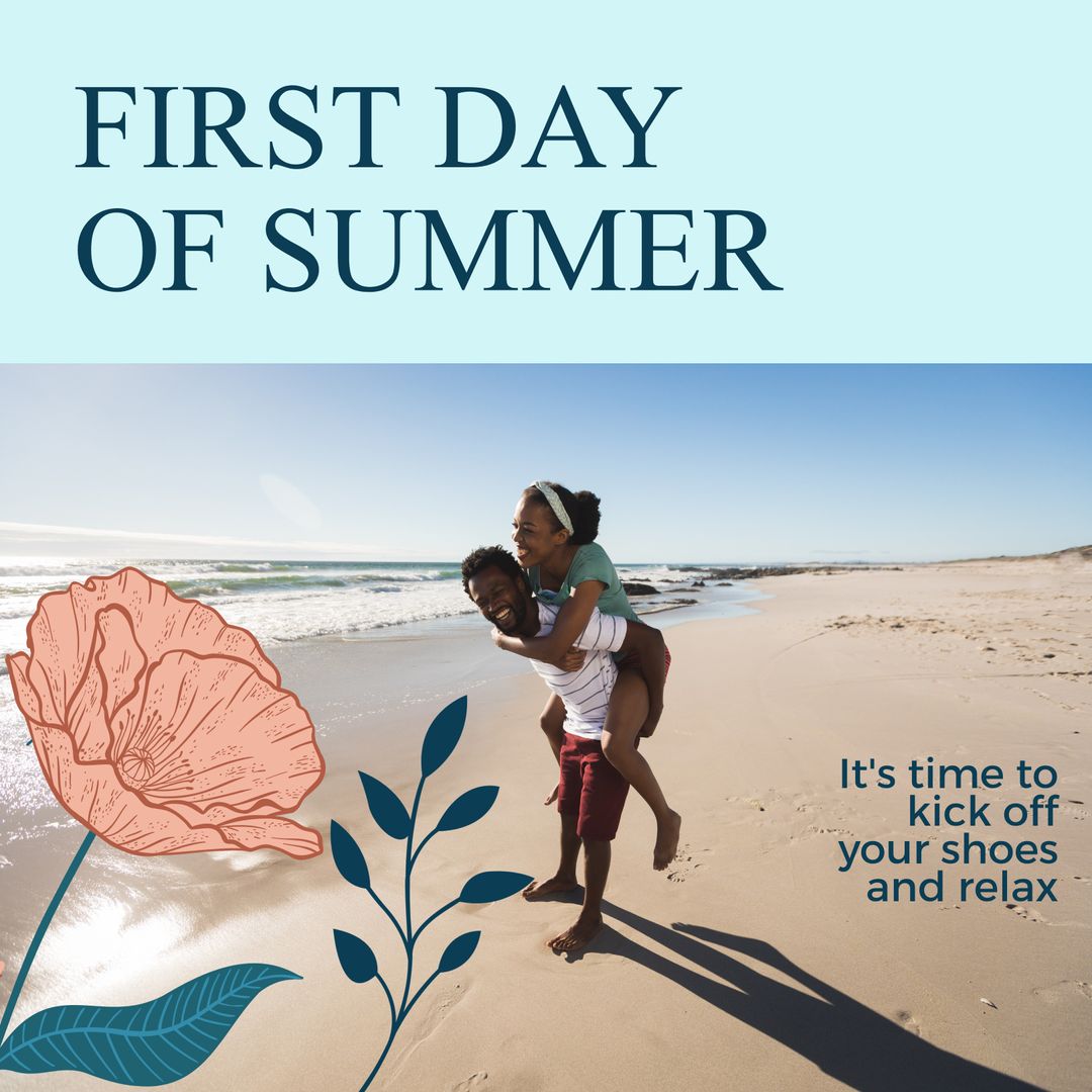 Happy Couple Enjoying First Day of Summer at Beach