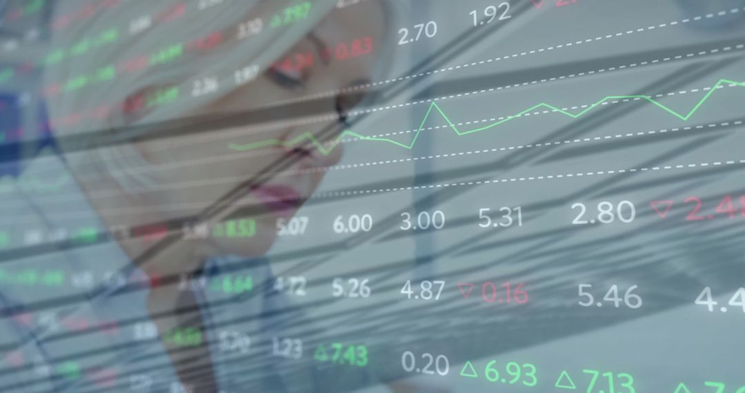 Female Doctor Analyzing Medical Data with Digital Graph Overlay