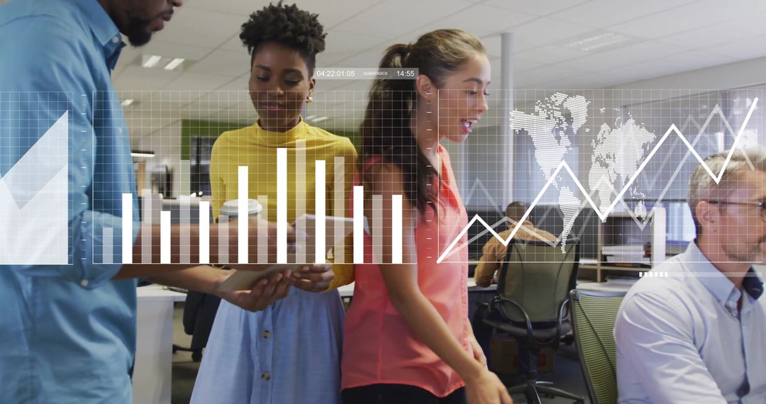 Financial Data Analysis in Modern Office with Diverse Teamwork