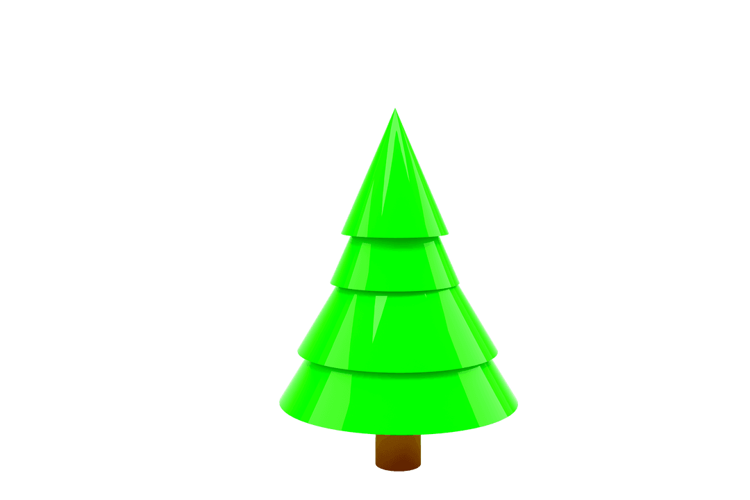 Digital Green Christmas Tree with Transparent Background