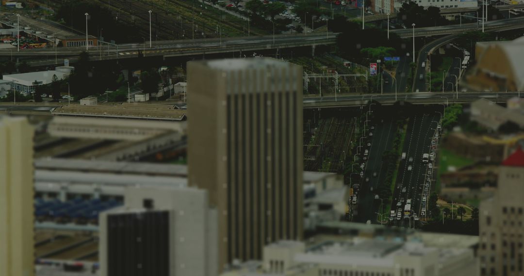 Tilt-Shift Effect on Urban Highway with Buildings and Vehicles