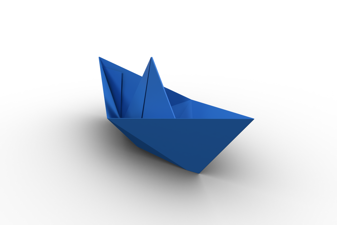 Blue Origami Paper Boat on Transparent Background Stock Illustration - Download Free Stock Images Pikwizard.com