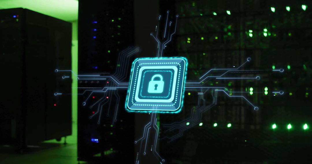 Cybersecurity Concept in Modern Server Room