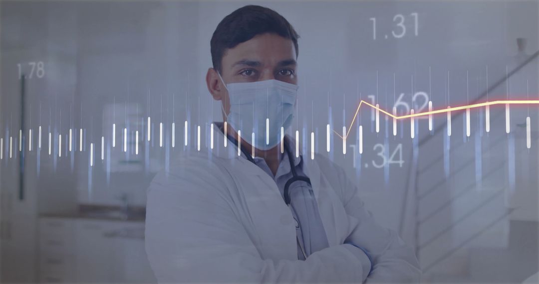 Healthcare Professional Analyzing Data with Digital Graph Overlay