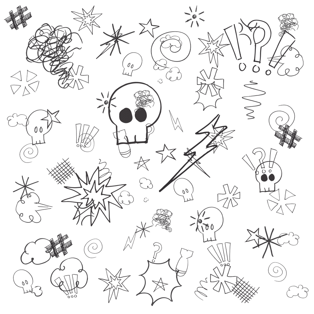 Fun Doodle Symbols on Transparent Background Illustration