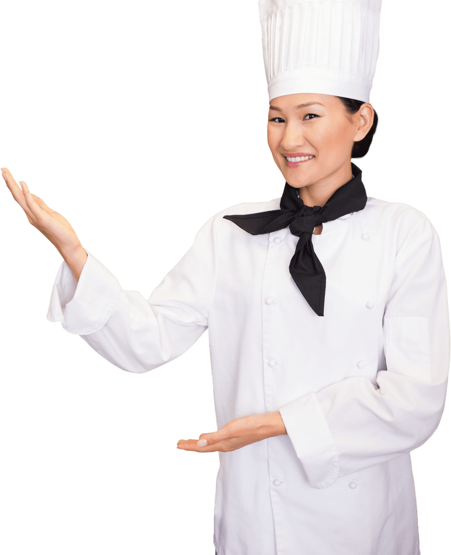 Smiling Female Chef in Uniform on Transparent Background