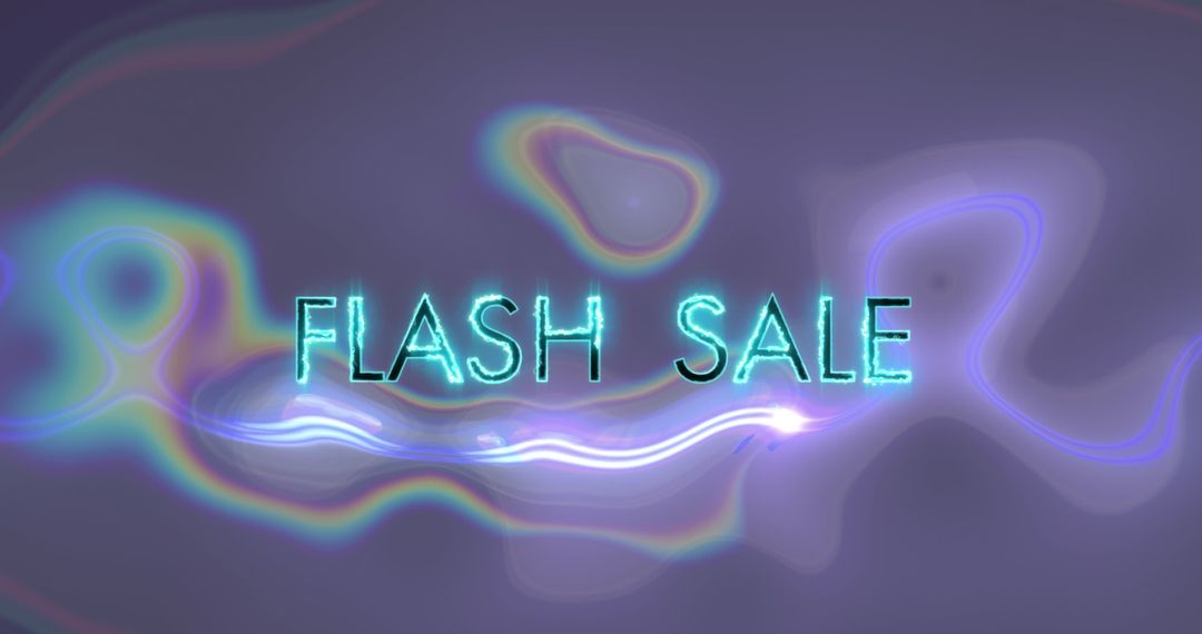 Neon Flash Sale Sign with Futuristic Colorful Waves