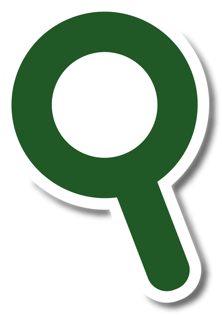 Green Magnifying Glass Symbol Isolated on Transparent Background