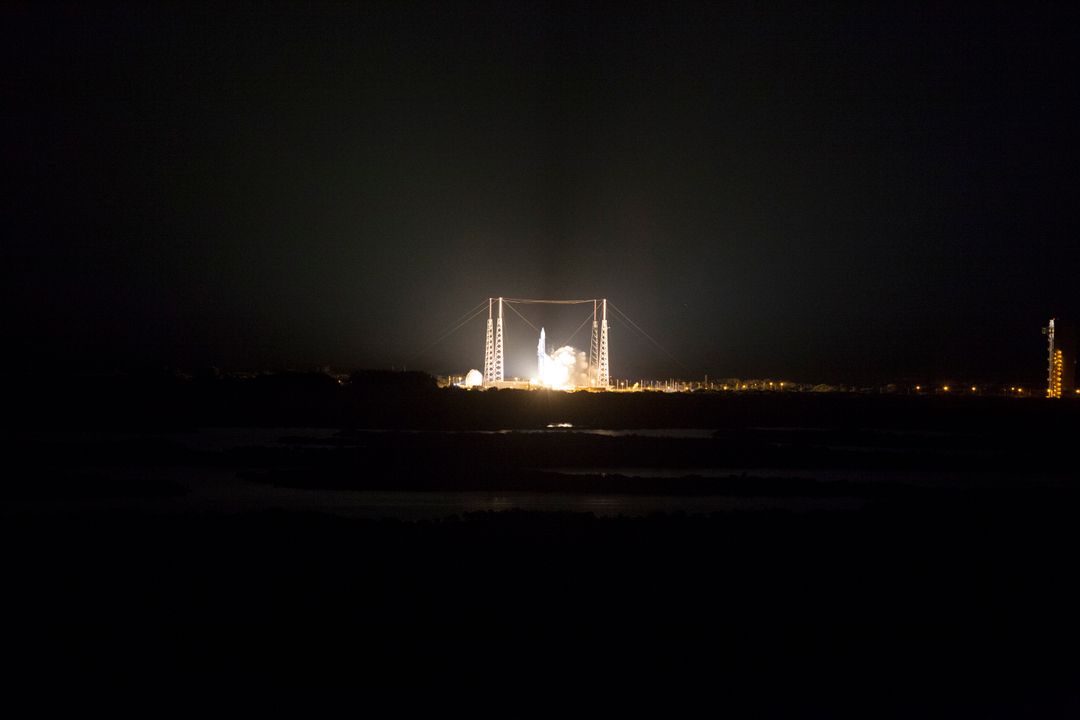 Nighttime Rocket Launch at Cape Canaveral with Atlas V Rocket - Free Images, Stock Photos and Pictures on Pikwizard.com