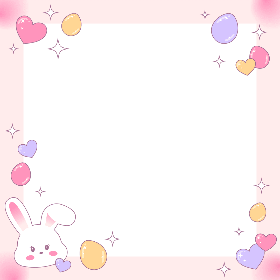 Charming Flat Bunny Decorative Frame Transparent Background