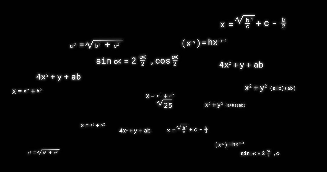 Mathematical Equations and Symbols on Black Background