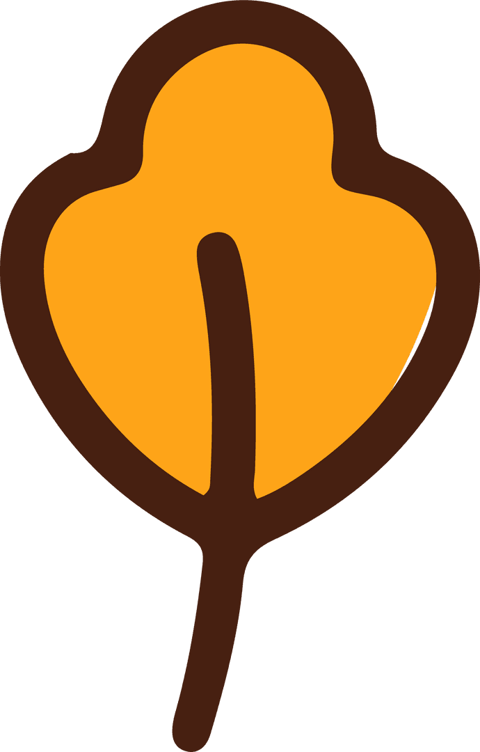 Transparent Orange Leaf Icon with Brown Outline and Veins