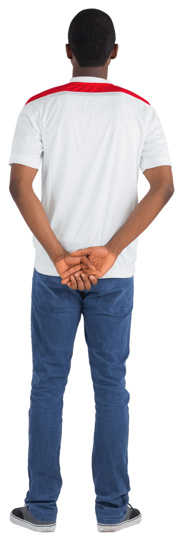 Transparent Football Fan Standing with Hands Behind Back