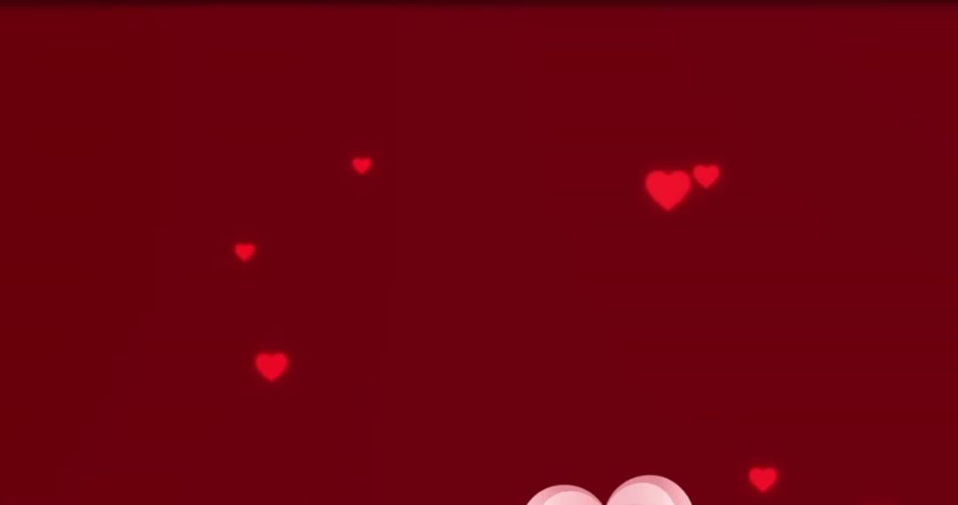 Floating Pink Hearts on Red Valentine's Background