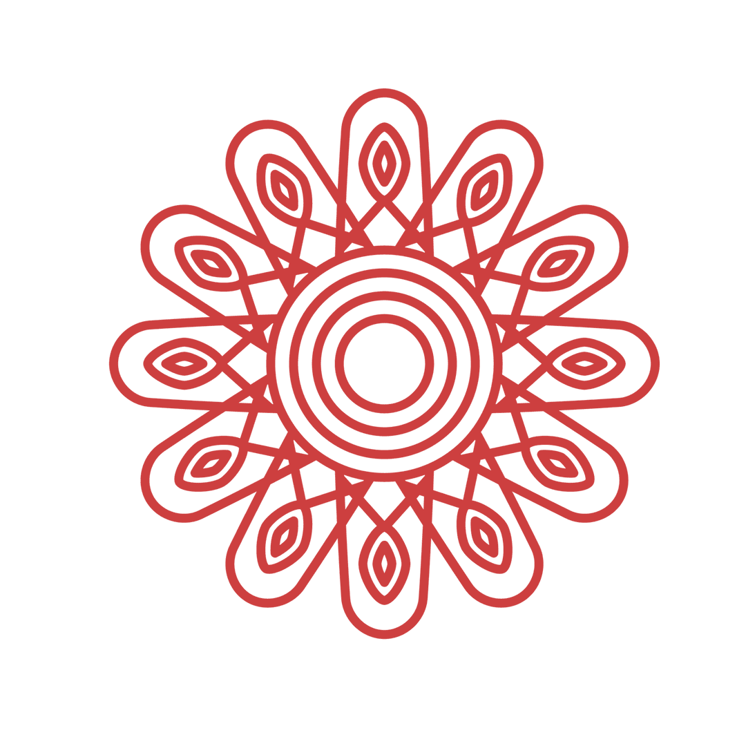 Decorative Red Roundel Pattern on Transparent Background