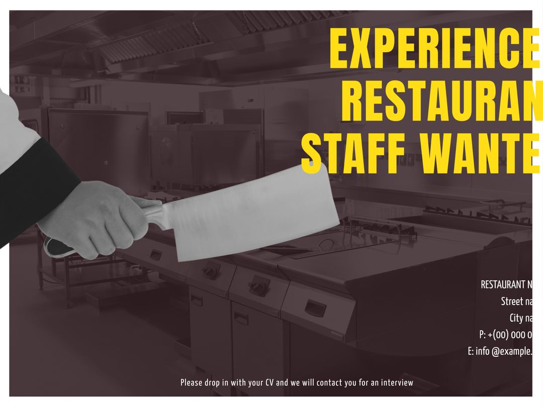 Experienced Restaurant Staff Wanted Hand Holding Knife - Download Free Stock Templates Pikwizard.com