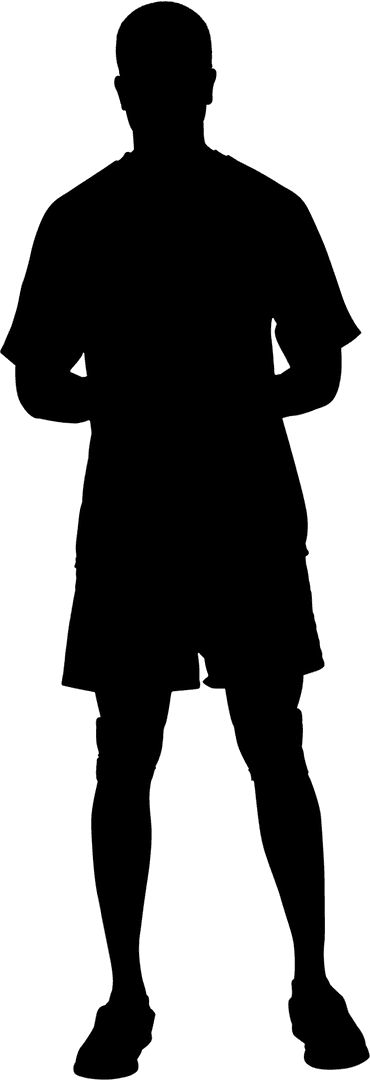 Transparent Silhouette of Sportsman Standing in Contemplation